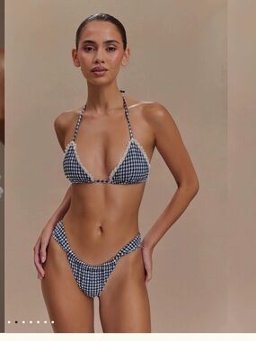 Meshki Navy and White Persephone Gingham Bikini Set